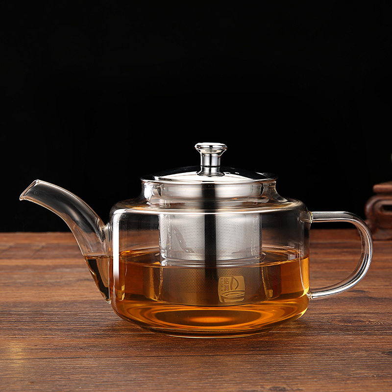 铭润功夫茶具不锈钢过滤水壶加厚耐热玻璃耐高温家用茶壶茶杯套装