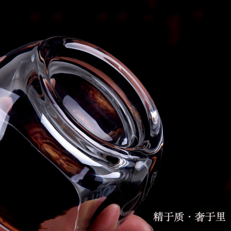 加厚水晶十二生肖杯描金功夫茶杯主人杯耐高温不烫手透明品茗杯子