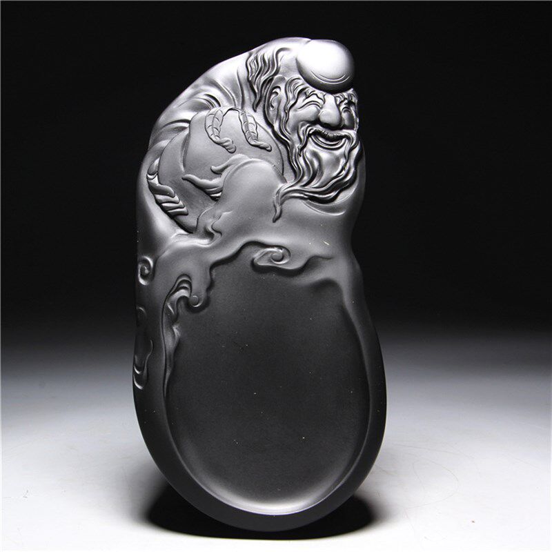 精品名师歙砚/仁者寿/老坑原石歙砚黑龙尾砚台龙尾实用文房砚礼品