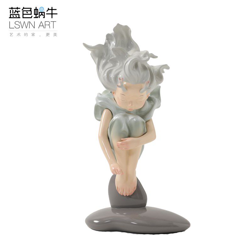 蓝色蜗牛水中秘语-灵龙公主 摆件饰品家居桌面电视柜客厅创意礼品
