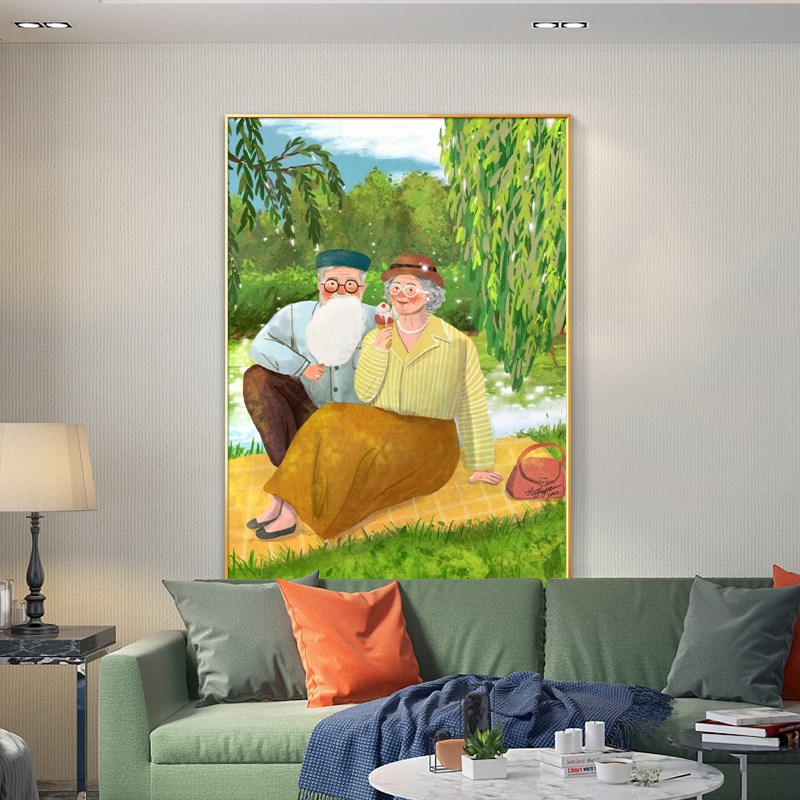 初相识共白头温馨客厅装饰画沙发背景墙挂画竖版摆画餐厅玄关壁画