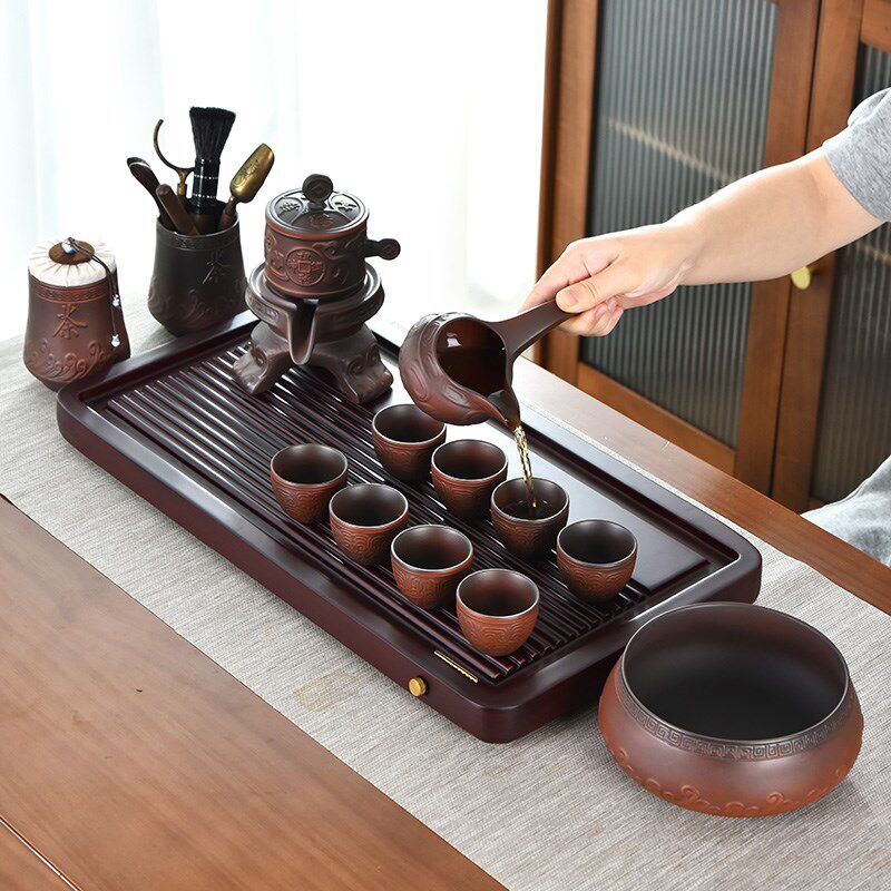 隐茶缘重竹茶盘托盘茶台茶海长方形沥水配排球家用简约茶具配件