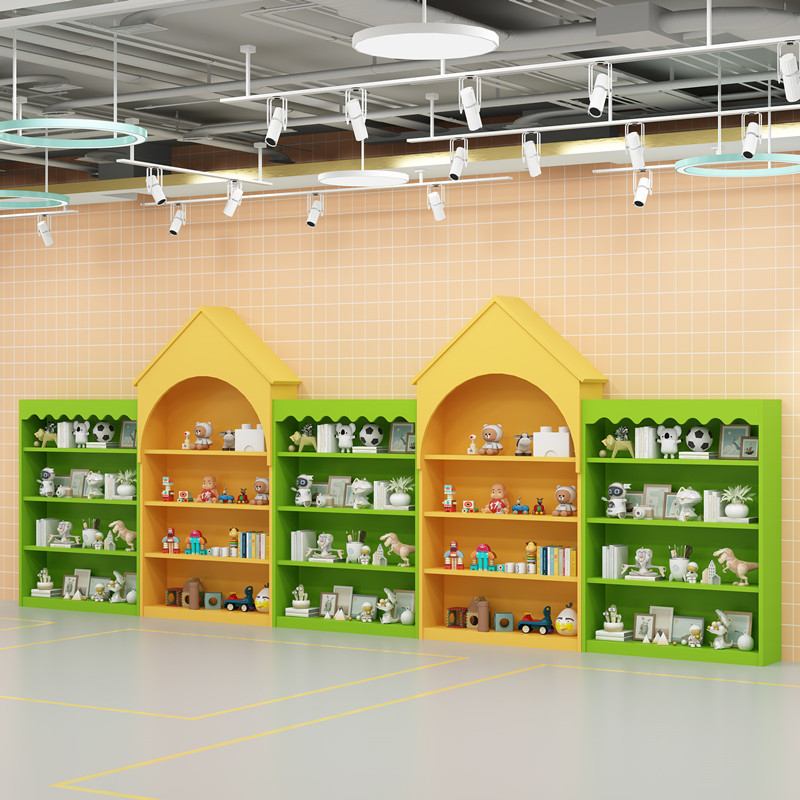 木质玩具货架展柜游乐场DIY儿童手工展示架母婴店奶粉尿不湿货柜