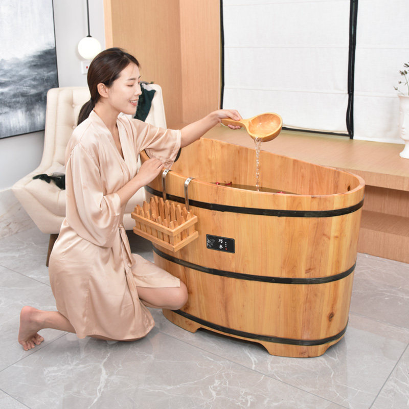 小户型泡澡木桶家用浴缸儿童宝宝洗澡桶实木盆汗蒸沐浴桶大人全身