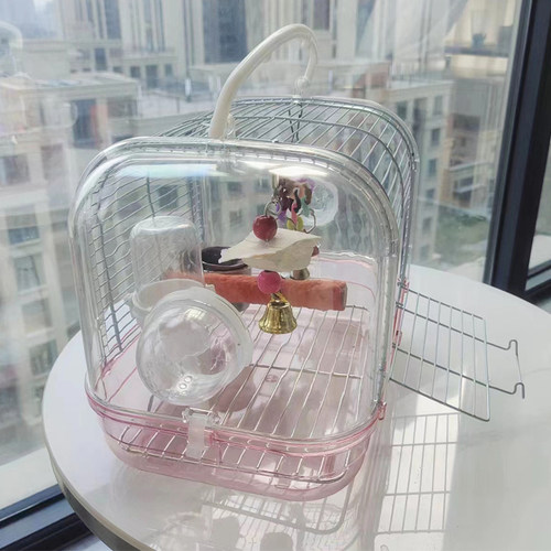 鹦鹉小笼子外出笼透明笼便携笼虎皮玄凤牡丹手提笼鸟用笼轻便透气