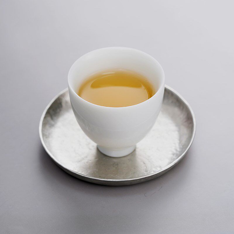 斑锡龙高纯锡 雪花茶托 手工锤纹杯托 杯垫 壶垫 茶道六君子配件