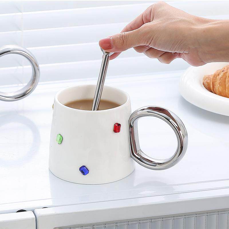 VIANNA丨宝石Que轻奢马克杯陶瓷杯家用水杯早餐杯情侣对杯礼物