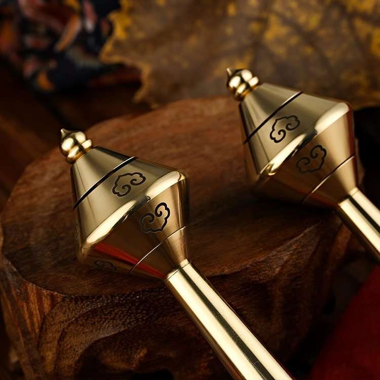 慈简纯铜手摇转轮经简转轮手动转轮黄财神微缩金文转筒手持转筒