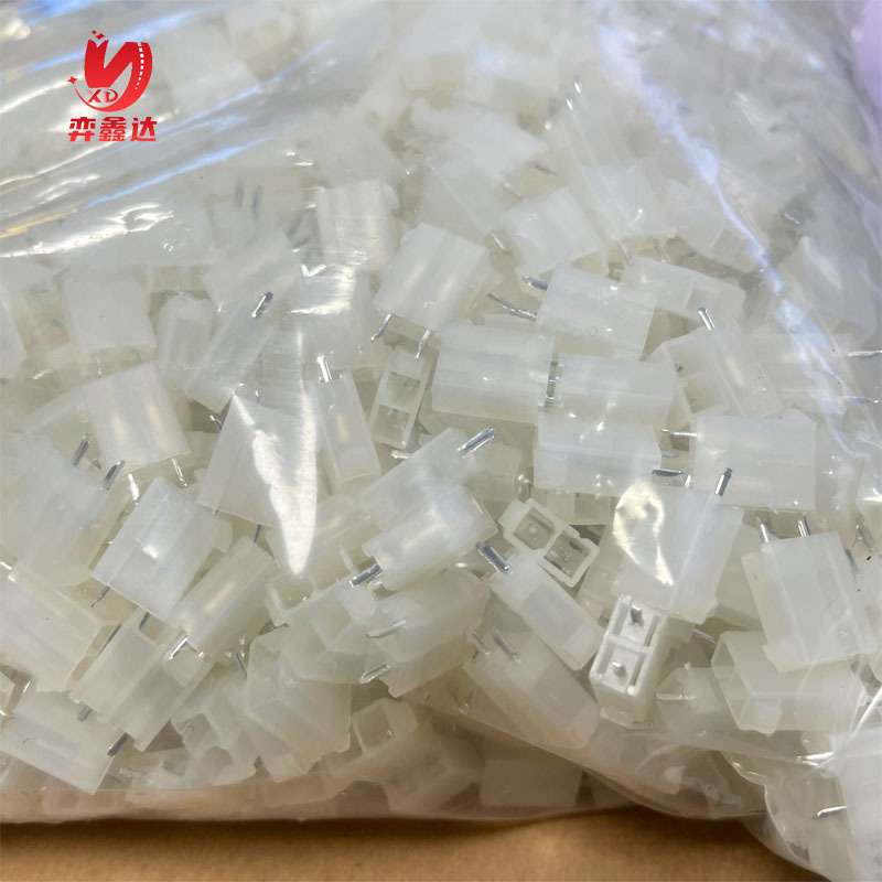 5566-2A扁针4.2mm间距2pin针座 白色电源连接器180度直针接插件