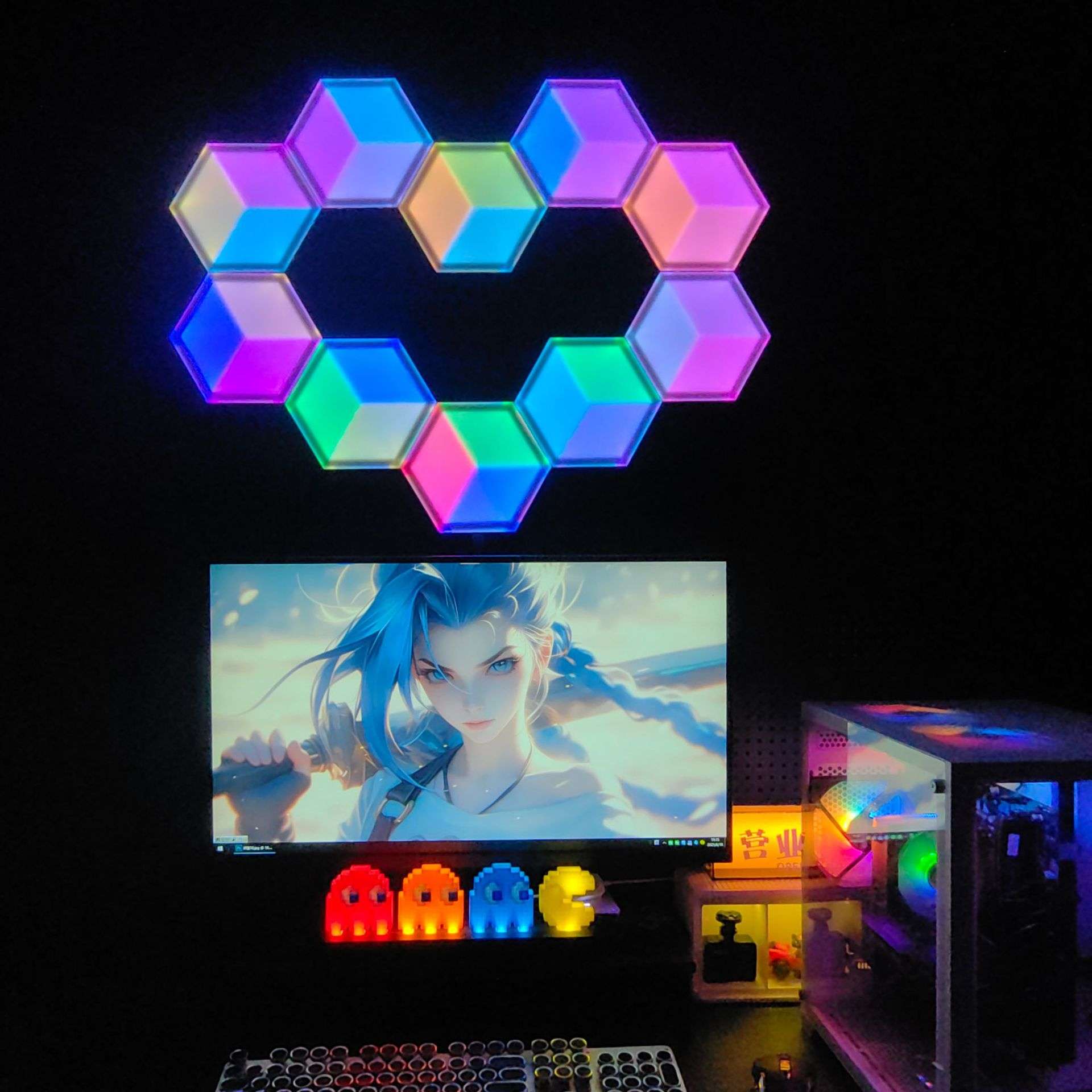 3D量子灯立体视觉六边形奇光板拾音电竞氛围灯壁灯小夜灯