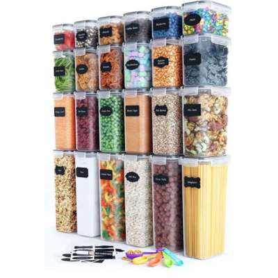 24pcs Airtight Food Storage Containers保鲜盒谷物罐塑料密封盒