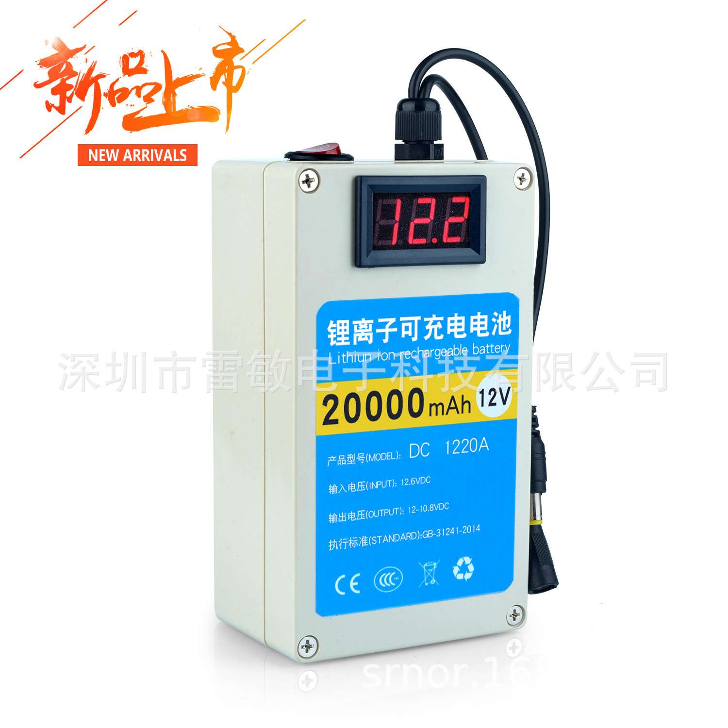 12V20000ma聚合物（防水外壳）大容量便携式可充电池