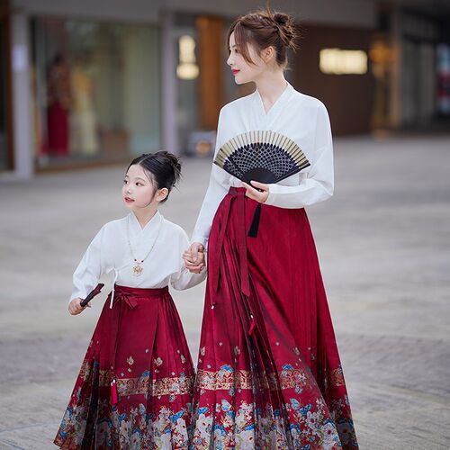 马面裙女童2024新款夏装唐装汉服中国风儿童古装超仙连衣裙亲子装