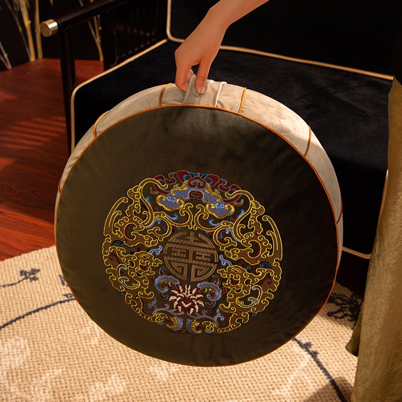 中式圆形坐垫脚垫客厅蒲团垫轻奢脚踏看书中古榻榻米飘窗地垫坐墩