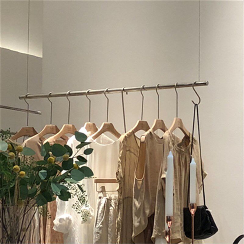 服装店展示架女装吊顶悬挂衣架上墙吊架挂衣杆子墙上壁挂式童装货