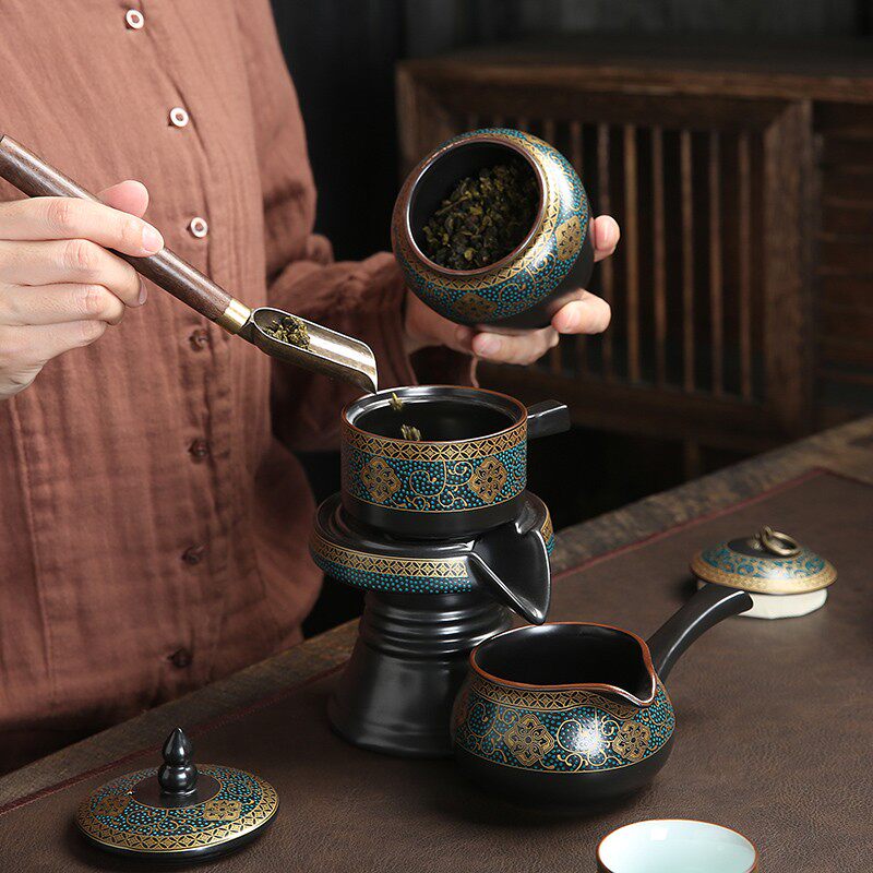 中式石磨茶滤茶叶过滤网家用茶具套装古韵自动功夫泡茶壶懒人神器