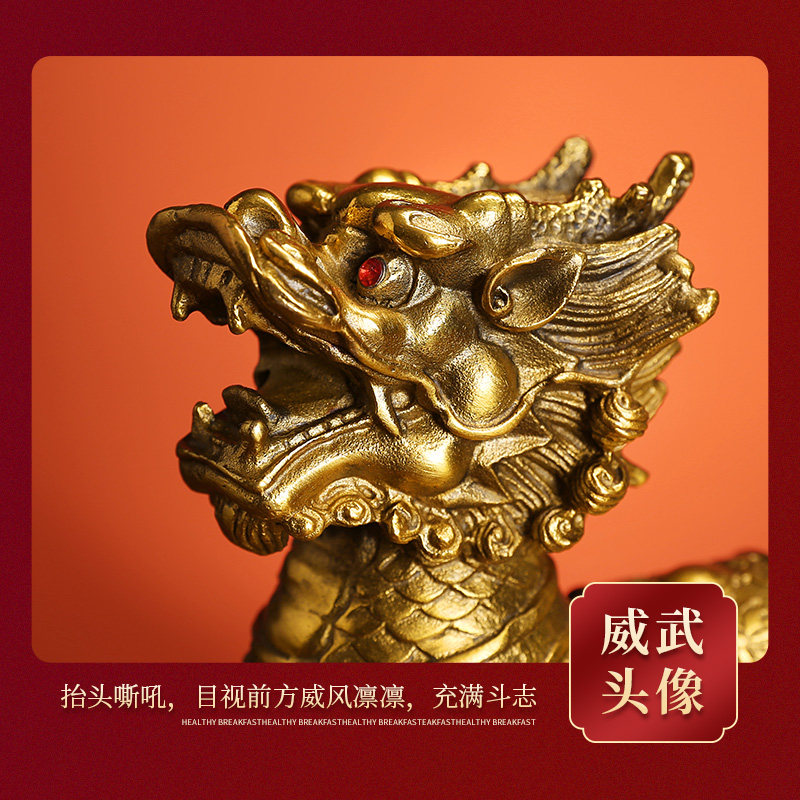 黄铜戏珠麒麟摆件公母一对送子麒麟客厅家居家摆设玄关吉祥工艺品