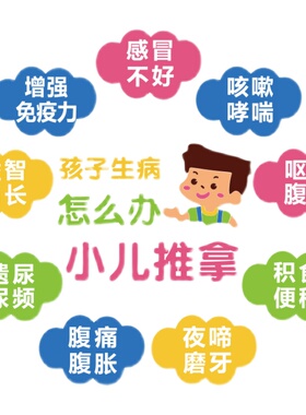 小孩童推拿形象母婴店内养生馆背景墙面装修饰品大厅布置中医贴纸
