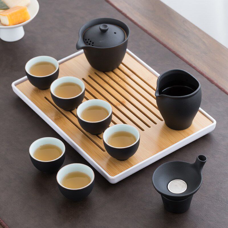 陶瓷茶具小套装家用简约客厅办公日式功夫茶具黑陶泡茶壶公司定制