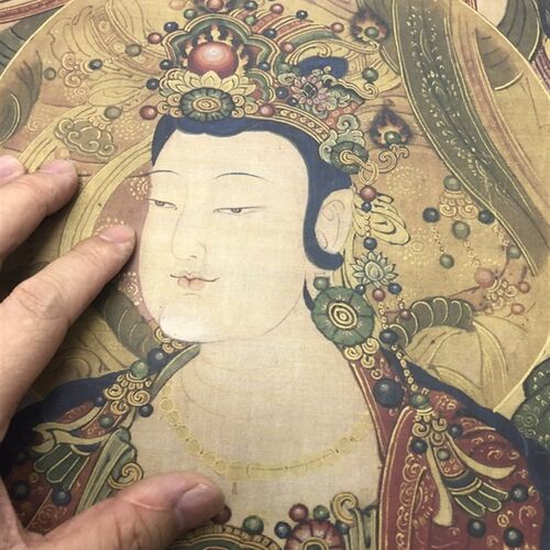 明 王勤 等觉位十地菩萨像绢本 仿古佛像工笔画像临摹学习装饰画