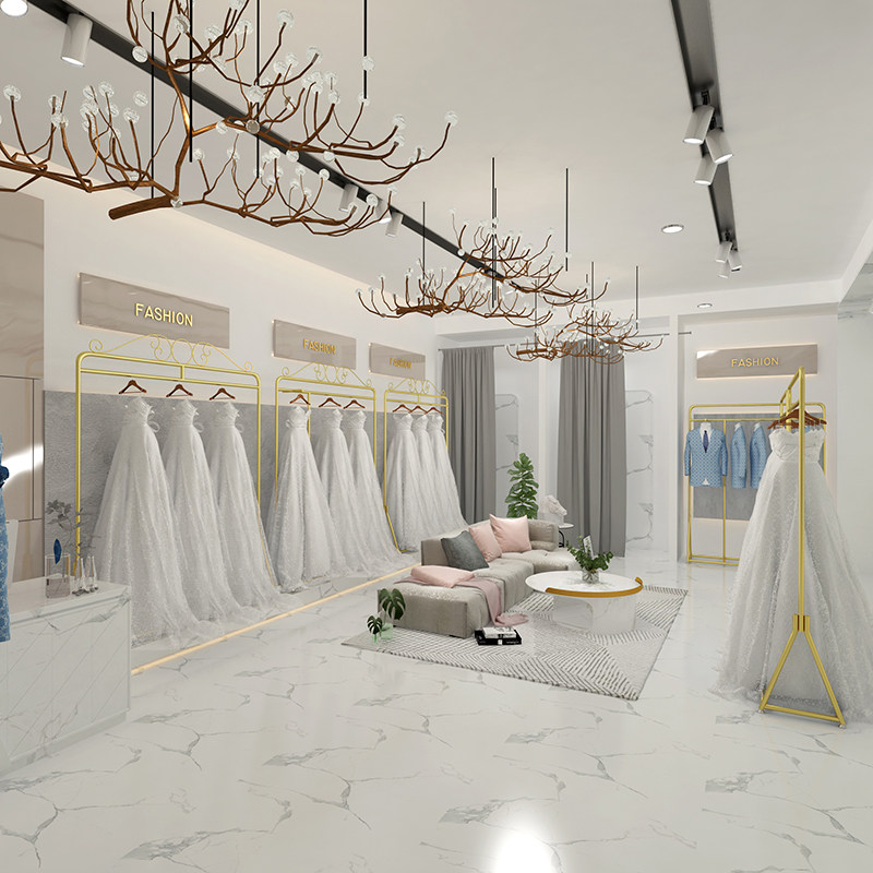 婚纱架子高档展示架落地挂衣架影楼礼服陈列架正侧挂架专用金银色