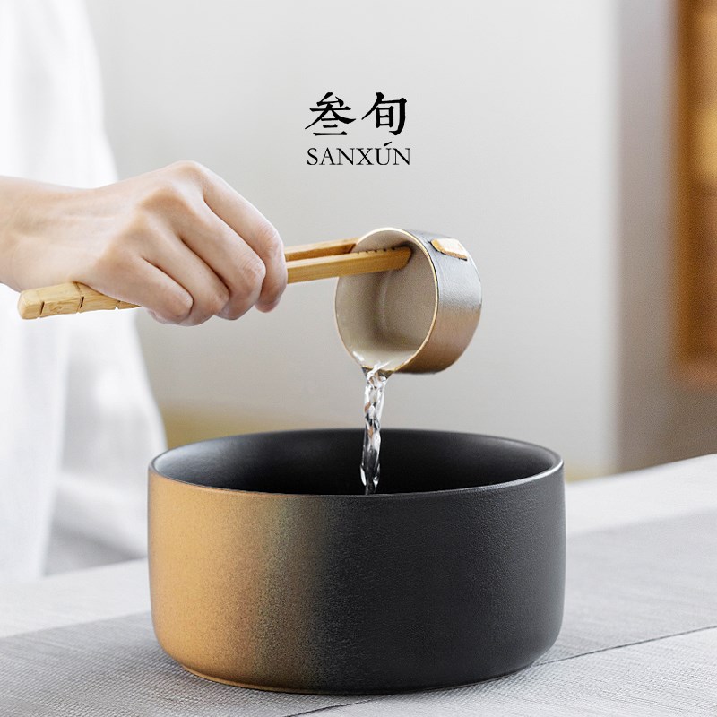 叁旬锦绣窑变茶洗大号陶瓷洗茶碗茶杯洗笔洗功夫茶具禅意个性茶道