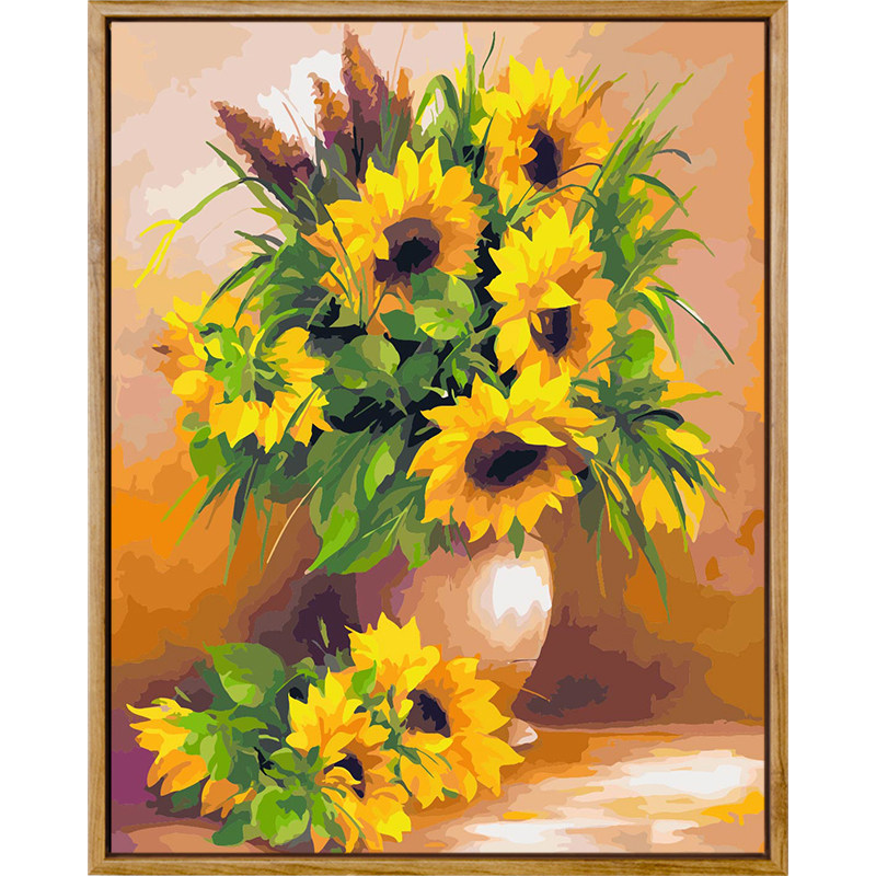 画画diy数字油画向日葵填充花卉填色涂色手工绘手绘治愈油彩装饰