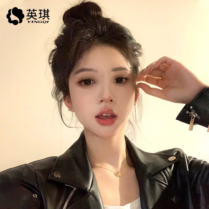 英琪假发女半丸子头发包汉服古风花苞头卷发圈蓬松真发盘发器发髻