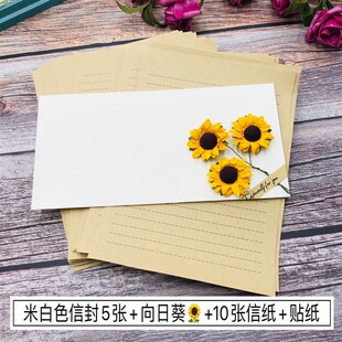 包邮新款信封信纸套装干花文艺小清新创意里纸情书邀请函明信片封