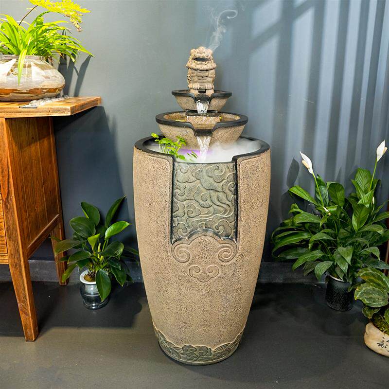 客厅阳台招财流水摆件循环水玄关水景生财鱼缸办公室茶室布置装饰