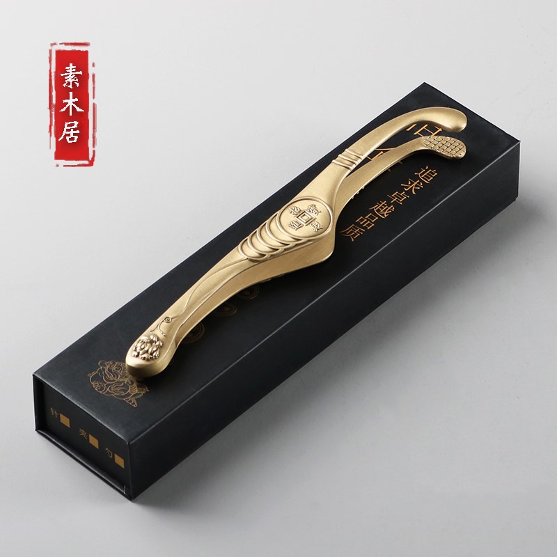 茶夹黄铜茶杯夹夹茶叶的夹子纯铜茶镊子功夫茶具夹泡茶工具配件