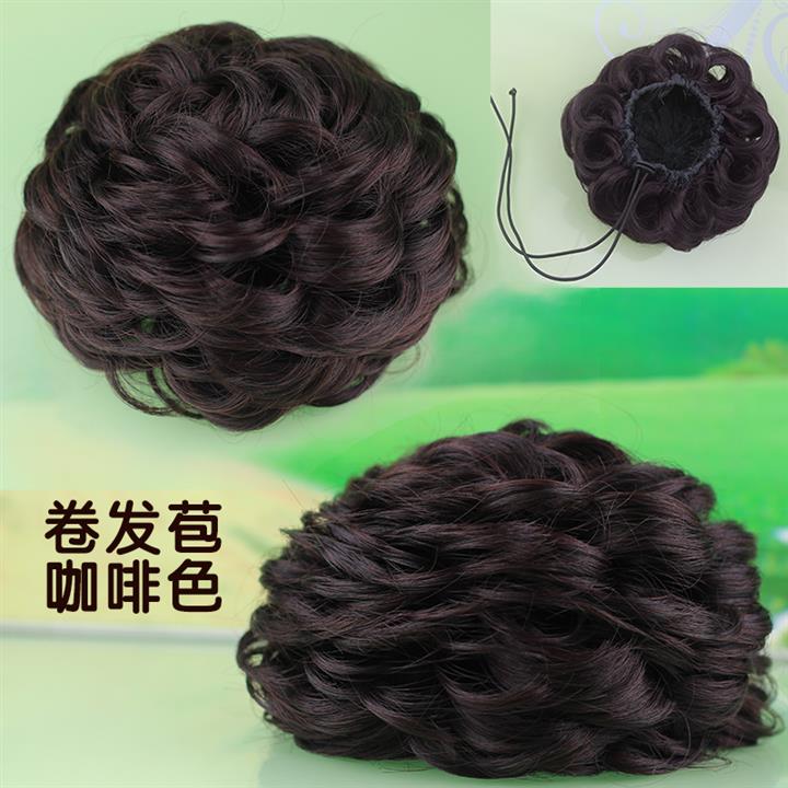 花朵假发真发花朵盘发包卷发造型自然器百变蓬松绑带丸子头包邮