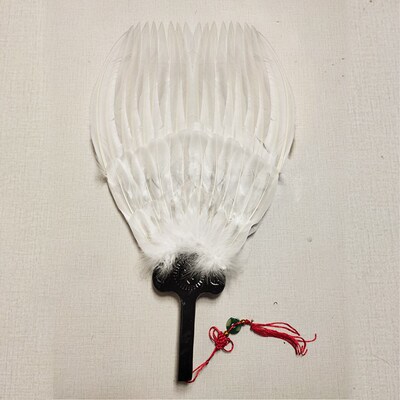 白三层孔明扇工艺扇羽毛扇大号鹅毛扇子白色八卦扇端午礼品诸葛亮
