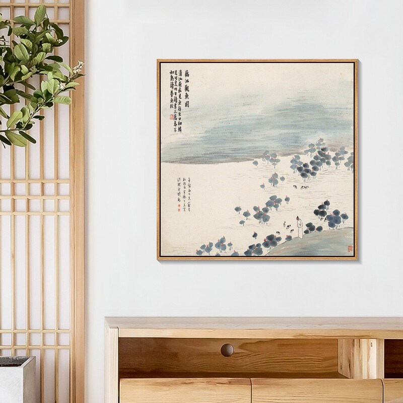 齐白石客厅挂画石门二十四景山水画新中式饭厅装饰画书房水墨国画