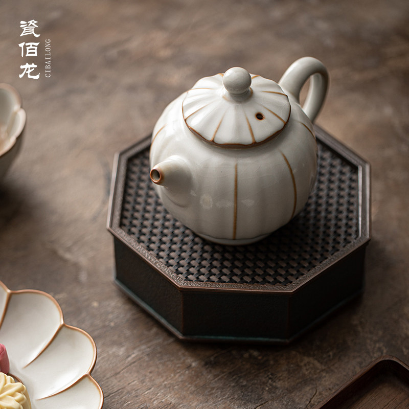 柏韵邱卫国汝窑茶壶手抓壶陶瓷复古手工泡茶单壶冰裂纹开片