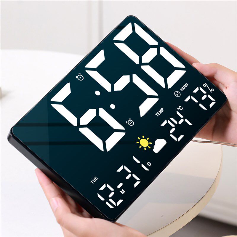 大屏幕数字显示电子闹钟家用挂墙时钟表桌面台式智能座钟2025新款图片