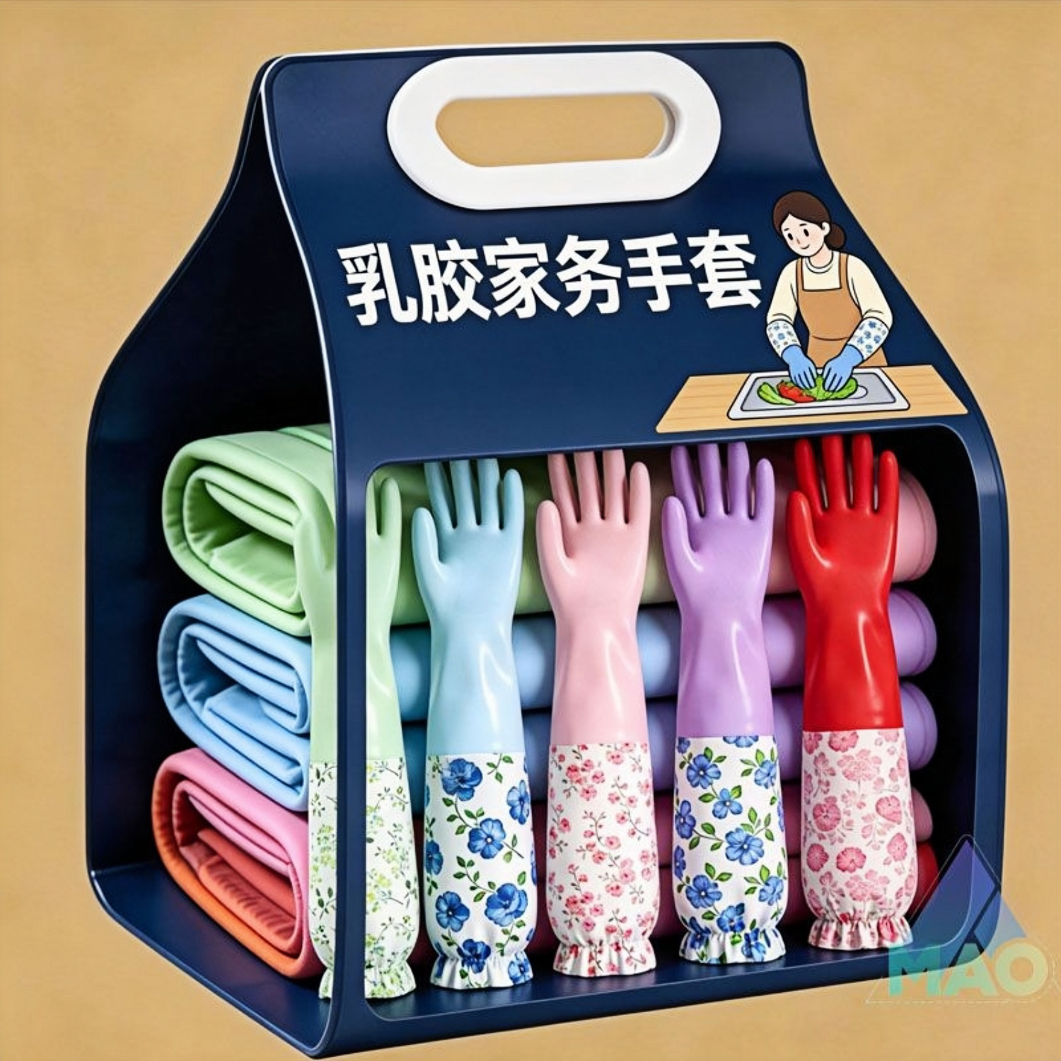 耐用型厨房家用加厚家务清洁加绒保暖洗碗手套女秋冬防水洗衣衣服