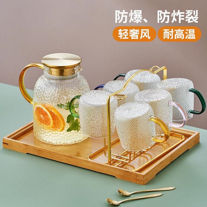 夏季冷水壶耐高温加厚玻璃凉水壶大容量水壶果汁壶水杯套装煮茶壶