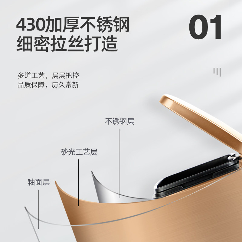 金柯不锈钢垃圾桶商用脚踏式带盖酒店大堂30L电梯口走廊大容量50L