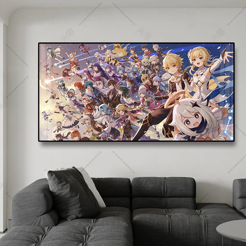 原神二次元挂画网吧电竞房led灯装饰画客厅动漫发光壁画房间装饰