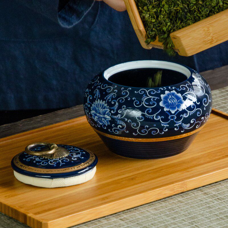 勤锋陶瓷茶叶罐密封罐家用防潮存储茶罐通用摆件茶罐龙井绿茶包装