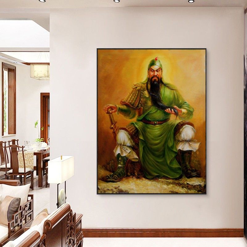关羽画像忠义关公镇宅装饰挂画供奉玄关公司办公室客厅店面墙壁画
