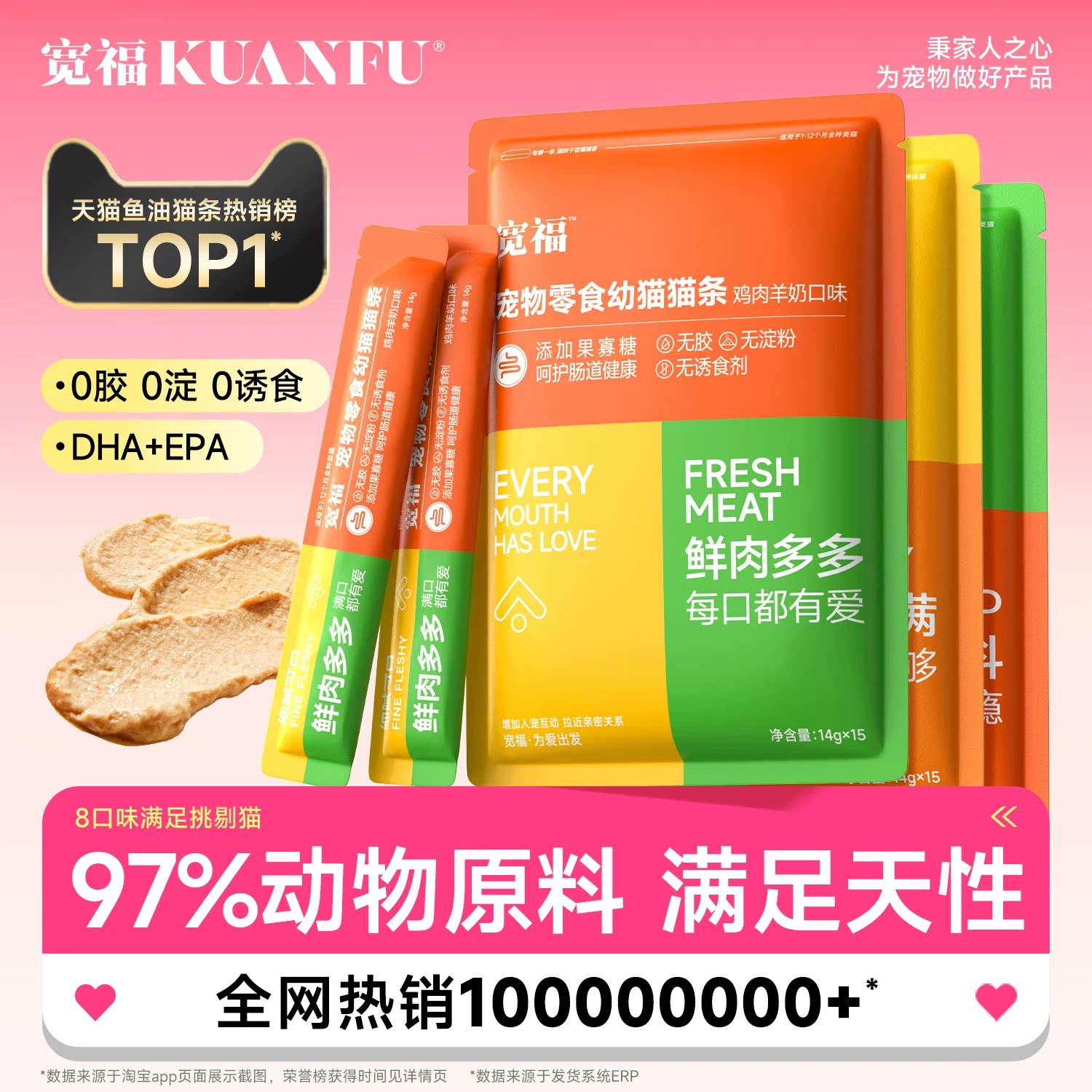 宽福猫条猫咪零食鱼油猫草补水官方正品热销款成幼猫湿粮宠物