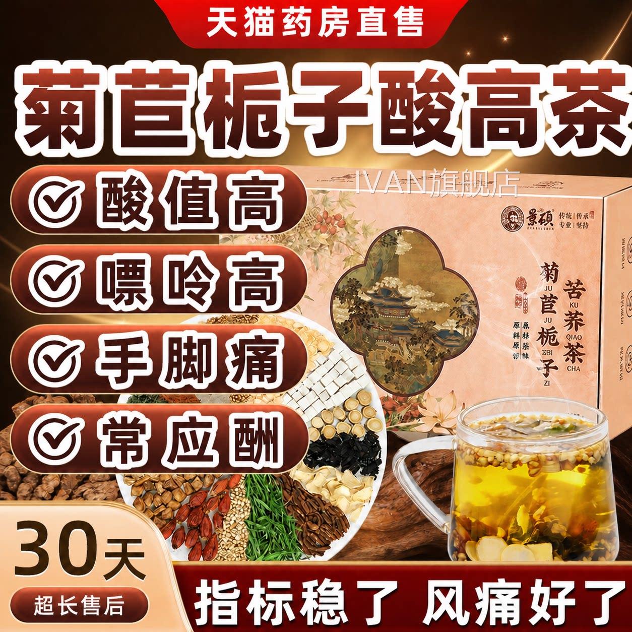 菊苣栀子苦荞石茶风痛酸尿用嘌呤高降溶去专结晶官方旗舰店正品IV