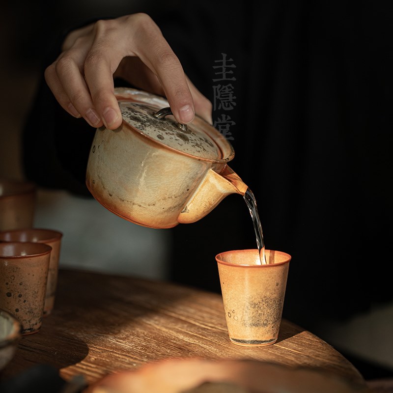 圭隐堂志野烧窑变开片陶瓷茶壶家用复古泡茶壶单壶宝瓶防烫手抓壶