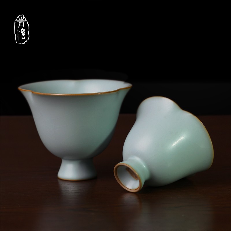 景德镇主人杯手工复古茶杯陶瓷功夫茶茶碗汝窑品茗杯中式开片可养