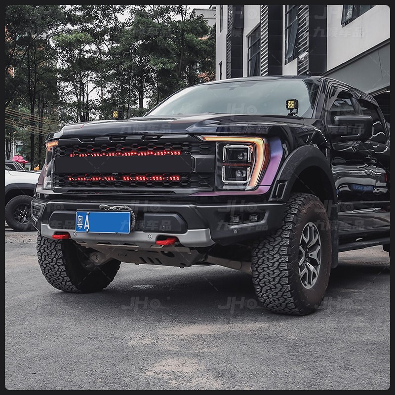 适用于17-25款新猛禽F150改装前杠U型拖车钩牵引钩红色个性拖车钩