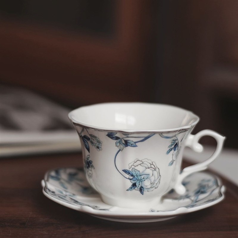 青花英式下午茶咖啡杯复古轻奢精致高档女士红茶杯陶瓷杯碟套装