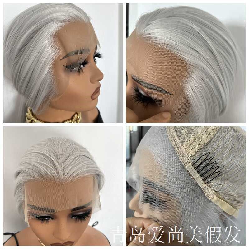 新款银白美人尖化纤前蕾丝假发古装造型汉服演出拍照网红全头套