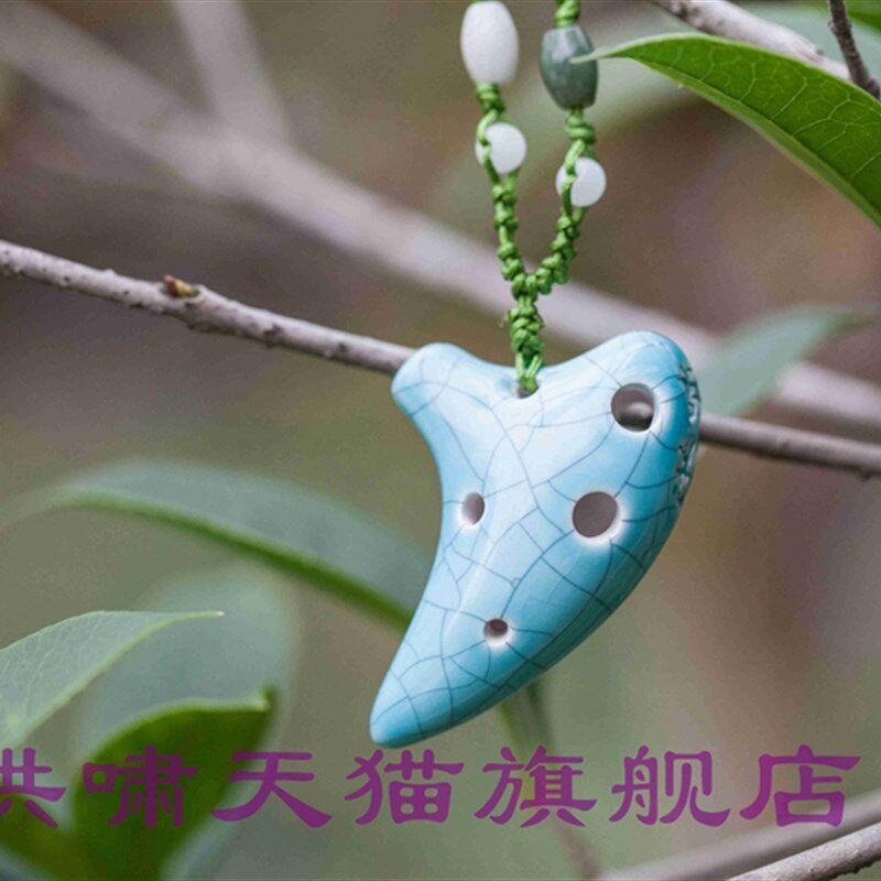 洪啸陶笛 迷你6孔陶笛 微型 倍高音G调 萌酷礼物 挂饰 工艺品
